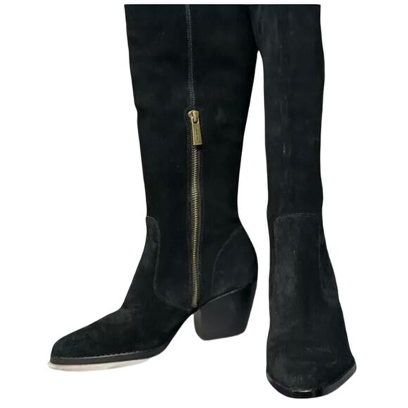 NWOB-Michael Kors Harlow Black Suede Pointed Toe Over-The-Knee Boots Size 6 - Picture 2 of 7
